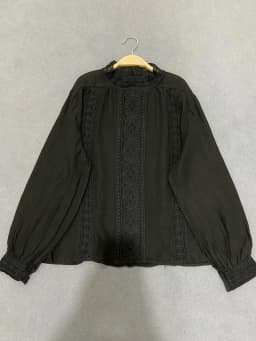 Johnature New Mori Linen Loose Hollow Out Women Shirts 2023 Spring Autumn Loose Vintage Solid Color Female Blouses