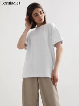 Bornladies 2025 Women's Summer 100% Cotton T-shirt Bottoming Basic Fashionable Solid Lady Short Sleeve Loose Tops Shirts