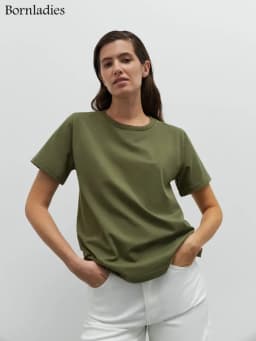 Bornladies 2025 Women's Summer 100% Cotton T-shirt Bottoming Basic Fashionable Solid Lady Short Sleeve Loose Tops Shirts