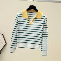 Jersey Mujer 2025 New Striped Sweater Women Long Sleeve Casual Retro Clothes Autumn Sweaters Female Knitted Pullovers Clothing