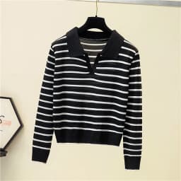 Jersey Mujer 2025 New Striped Sweater Women Long Sleeve Casual Retro Clothes Autumn Sweaters Female Knitted Pullovers Clothing