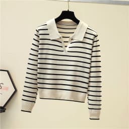 Jersey Mujer 2025 New Striped Sweater Women Long Sleeve Casual Retro Clothes Autumn Sweaters Female Knitted Pullovers Clothing