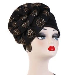 Big Flower Turban Bonnet Fashion Women's Head Wraps African Auto Gele Headties Muslim Headscarf Caps