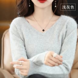 Autumn and Winter New Women's Sweater 100% Mink Cashmere Women's V-neck Pullover Casual Knitting Basic Fashion Large Top