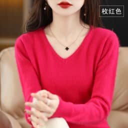 Autumn and Winter New Women's Sweater 100% Mink Cashmere Women's V-neck Pullover Casual Knitting Basic Fashion Large Top