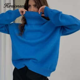 Hirsionsan Chic Turtle Neck Autumn Winter Sweater Women Soft Warm Basic Knitted Pullover 12 Colors Loose Casual Female Jumper