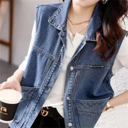 Spring Autumn Denim Vest Women Casual Top 2026 New Oversize Vintage Sleeveless Jean Waistcoat Short Jacket Female Outerwear 5XL