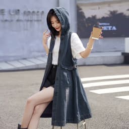 Denim Vest Dress Mid-Length 2026 Spring Autumn Korean Version The Trend Fashion Large Pocket Female Vest Strap Skirt