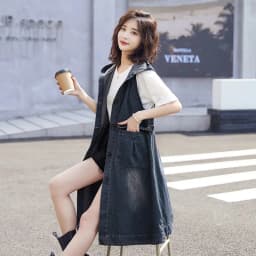 Denim Vest Dress Mid-Length 2026 Spring Autumn Korean Version The Trend Fashion Large Pocket Female Vest Strap Skirt
