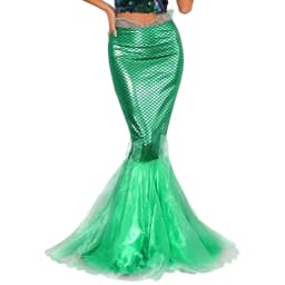 Halloween Costumes Women Mermaid Tail Dress Up Party Shiny Metallic Fishtail Long Maxi Skirts Mermaid Role Play Cosplay Gown