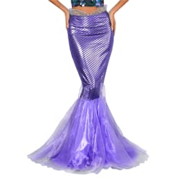 Halloween Costumes Women Mermaid Tail Dress Up Party Shiny Metallic Fishtail Long Maxi Skirts Mermaid Role Play Cosplay Gown