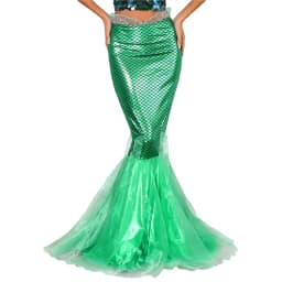 Halloween Costumes Women Mermaid Tail Dress Up Party Shiny Metallic Fishtail Long Maxi Skirts Mermaid Role Play Cosplay Gown