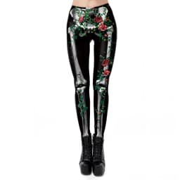 NADANBAO Skull Leggings Woman Halloween Party Trousers Festival Holiday Streetwear Female Mid Wasit Tight Pants Women's Bottom