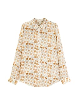 SuyaDreamm, Woman Dots Printed Shirts, 100%Silk Crepe, Turn Down Collar Blouses, 2026 Spring Summer Elegant Top