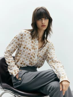 SuyaDreamm, Woman Dots Printed Shirts, 100%Silk Crepe, Turn Down Collar Blouses, 2026 Spring Summer Elegant Top
