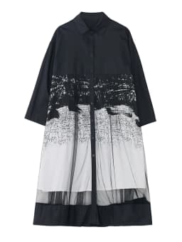 Mesh Patchwork Print Shirt Dresses For Women Long Sleeve Loose Casual Vintage Dress Fashion Elegant Clothing Spring Autumn 2026