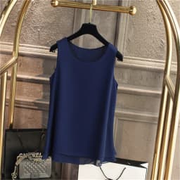 Women Tank Top White Blue Red Chiffon Summer O Neck Sleeveless Tops Vest Shirts Female Office Work Tops Fashion Clothing