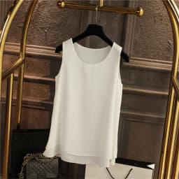 Women Tank Top White Blue Red Chiffon Summer O Neck Sleeveless Tops Vest Shirts Female Office Work Tops Fashion Clothing