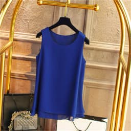 Women Tank Top White Blue Red Chiffon Summer O Neck Sleeveless Tops Vest Shirts Female Office Work Tops Fashion Clothing