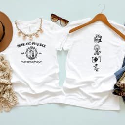 Bookish T-Shirt Pride and Prejudice Quotes Tshirt Jane Austen Shirts Romance Novels Tee Book Lover Gift Unisex Short Sleeve Tops