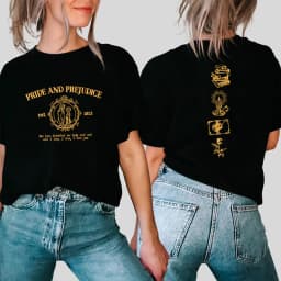 Bookish T-Shirt Pride and Prejudice Quotes Tshirt Jane Austen Shirts Romance Novels Tee Book Lover Gift Unisex Short Sleeve Tops