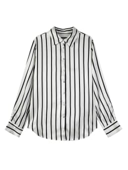 SuyaDream, Women Striped Shirts, 20.8mm 100%Silk, Turn Down Collar Printed Blouses, 2024 Spring Summer Office Lady Chic Top