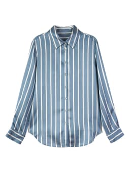 SuyaDream, Women Striped Shirts, 20.8mm 100%Silk, Turn Down Collar Printed Blouses, 2024 Spring Summer Office Lady Chic Top