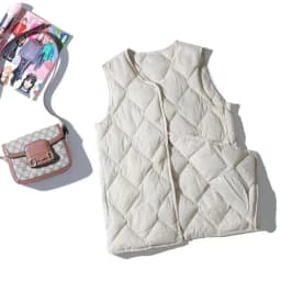 2026 New Winter Vest Coat V-Neck Light White Duck Down Coat Women Autumn Fashion Vest Beige Chaleco Mujer Gilet Casaco Feminino