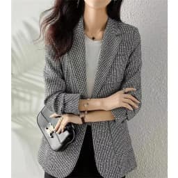 2023 Women's Fashion Korean Edition Suit Sequin Thousand Bird Checker Suit Autumn Winter Casual Foreign Style Coat Goddess Style