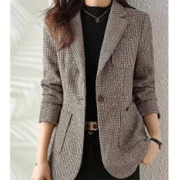 2023 Women's Fashion Korean Edition Suit Sequin Thousand Bird Checker Suit Autumn Winter Casual Foreign Style Coat Goddess Style