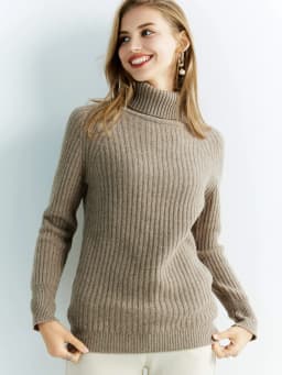 Cashmere Wool Sweater Women's Knitted Sweaters 100% Merino Wool Turtleneck Long-Sleeve Pullover Winter Autumn Jumper Top Clothes