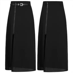 PUNK RAVE Women's Minimalist Thin Two-wear A Pendulum Chiffon Half Skirt Detachable Belt High Waist Long Skirts Women