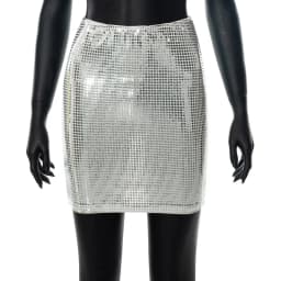 BKLD 2026 Fashion Women Spring New Solid Color Silver Sequin Stitching Casual Mesh Slim Bodycon Mini Skirt Sexy Club Outfits
