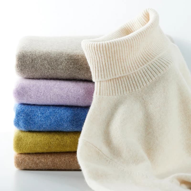 Knitted Sweaters Cashmere Sweater Women's 100% Merino Wool Turtleneck Fashion Pullover Winter Autumn Jumpers Top Female Clothing