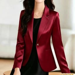Acetic Acid Elastic Satin Slim Waist Versatile Women's Suit Autumn Jacket Slim Fit Three Long Sleeve Professional Blazer Coat