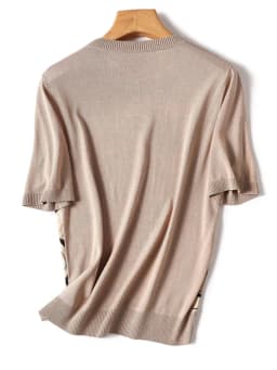 Vintage Print Patchwork Knitted T-Shirt Women Fashion Short Sleeve Camisetas Loose Graphic O-Neck High Quality Female Top Summer
