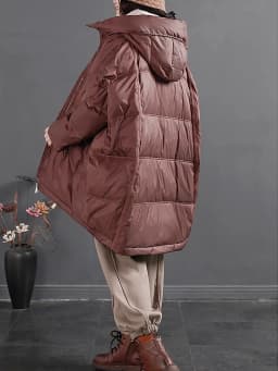 Amax LuluE Winter Fashion Snow Clothes Womens Loose Vintage Hooded Duck Down Jackets Casual Warm Coats Thicken Parkas Oversized
