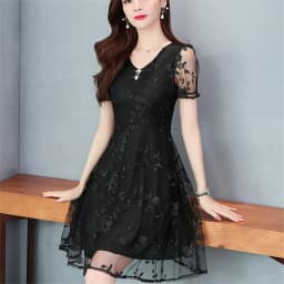 Spring Summer Dress Women Elegant Lace Floral 2023 New Long Sleeve Casual Midi Black Party Dresses Ladies Clothing vestidos robe