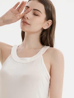 SuyaDream Women Solid Dresses Knitted Real Silk Halterneck Off Shoulder Mid Dress 2026 Spring Summer Elegant Clothes Green White