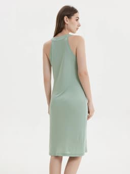 SuyaDream Women Solid Dresses Knitted Real Silk Halterneck Off Shoulder Mid Dress 2026 Spring Summer Elegant Clothes Green White