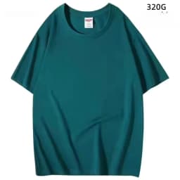 Japanese 320G Heavyweight Short Sleeve T-shirt Men's Summer Pure Cotton Thick Neckline Pure White Half Sleeve T-shirt