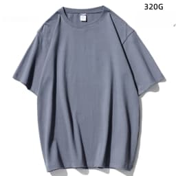 Japanese 320G Heavyweight Short Sleeve T-shirt Men's Summer Pure Cotton Thick Neckline Pure White Half Sleeve T-shirt
