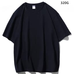Japanese 320G Heavyweight Short Sleeve T-shirt Men's Summer Pure Cotton Thick Neckline Pure White Half Sleeve T-shirt