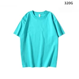 Japanese 320G Heavyweight Short Sleeve T-shirt Men's Summer Pure Cotton Thick Neckline Pure White Half Sleeve T-shirt