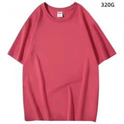 Japanese 320G Heavyweight Short Sleeve T-shirt Men's Summer Pure Cotton Thick Neckline Pure White Half Sleeve T-shirt