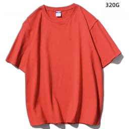 Japanese 320G Heavyweight Short Sleeve T-shirt Men's Summer Pure Cotton Thick Neckline Pure White Half Sleeve T-shirt