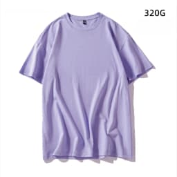 Japanese 320G Heavyweight Short Sleeve T-shirt Men's Summer Pure Cotton Thick Neckline Pure White Half Sleeve T-shirt
