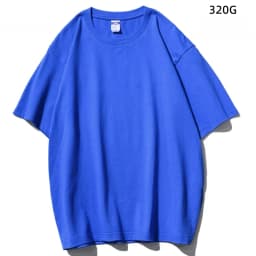 Japanese 320G Heavyweight Short Sleeve T-shirt Men's Summer Pure Cotton Thick Neckline Pure White Half Sleeve T-shirt