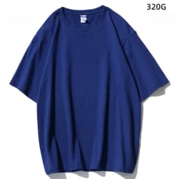 Japanese 320G Heavyweight Short Sleeve T-shirt Men's Summer Pure Cotton Thick Neckline Pure White Half Sleeve T-shirt