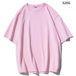 Japanese 320G Heavyweight Short Sleeve T-shirt Men's Summer Pure Cotton Thick Neckline Pure White Half Sleeve T-shirt